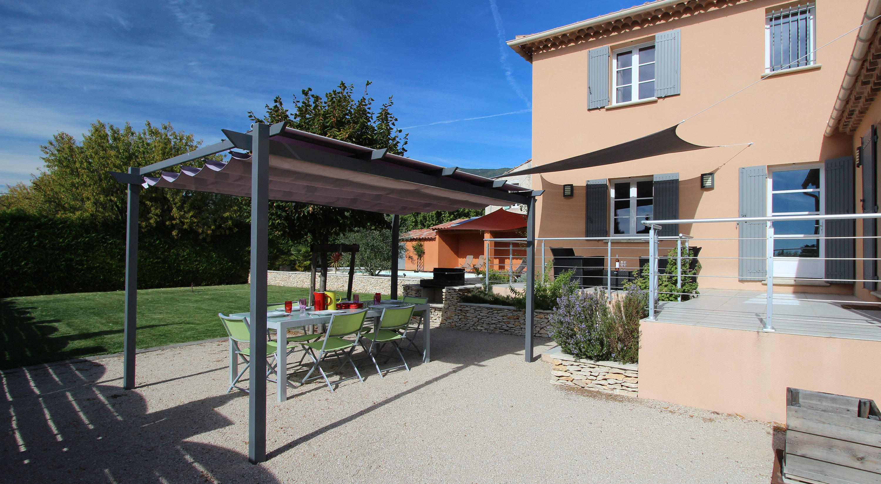 Fenced garden and heated pool