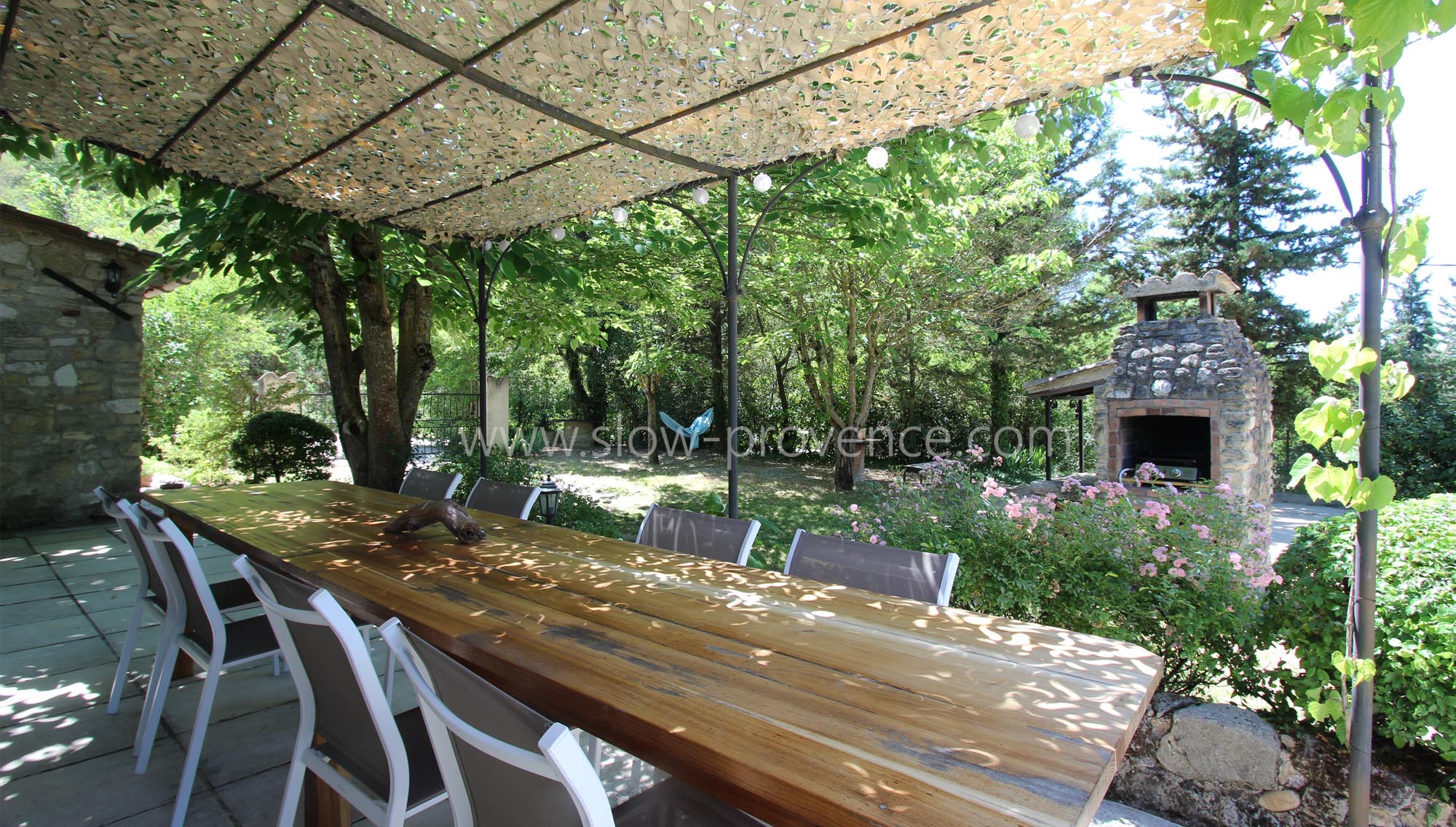 Large table with barbecue