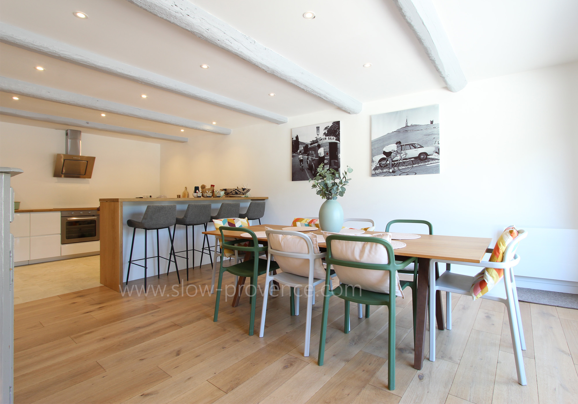Open dining-room and kitchen