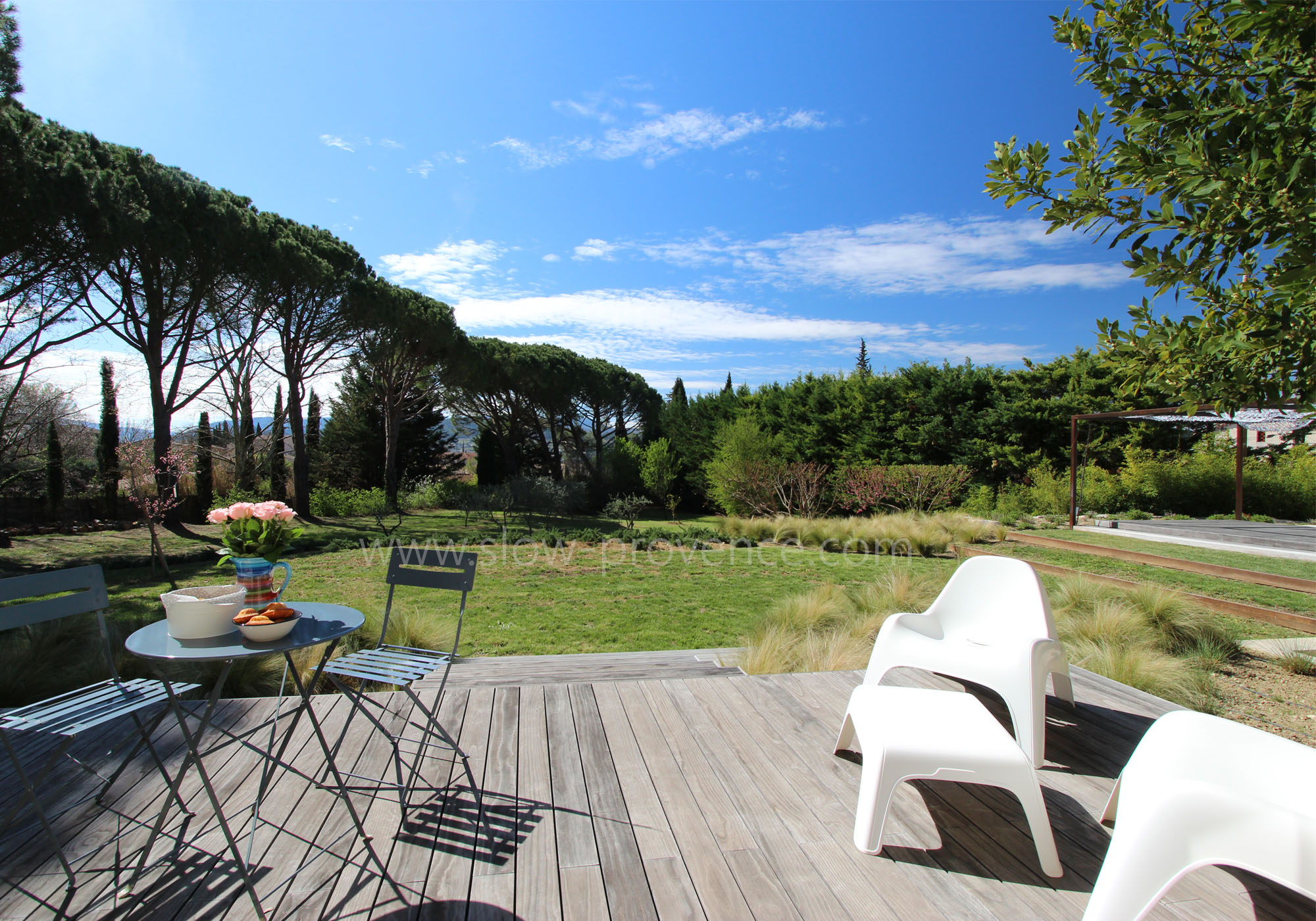 Beautiful garden view from Bedroom 5's terrace