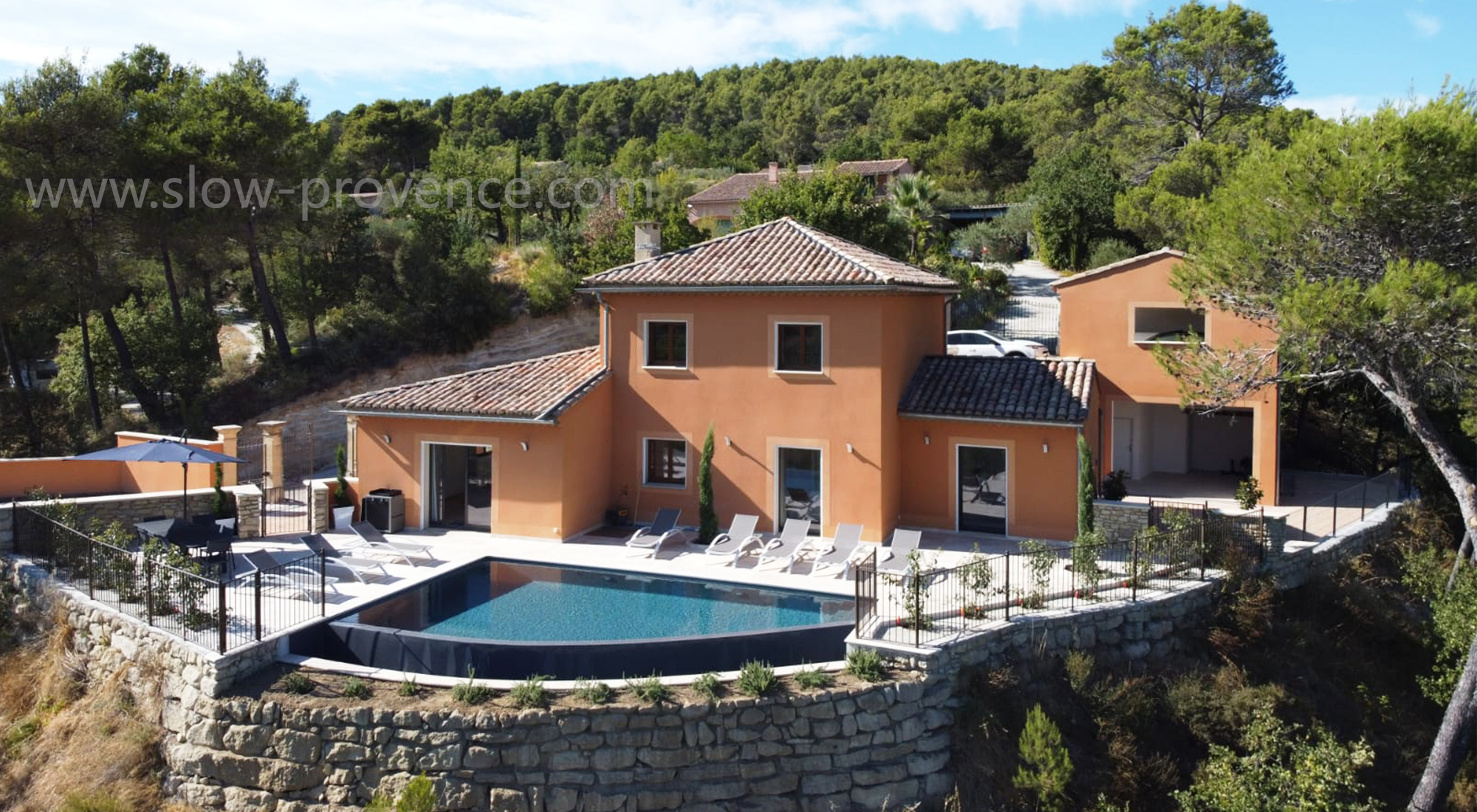 View on the beautiful rental villa in provence with private ppol and stunning view