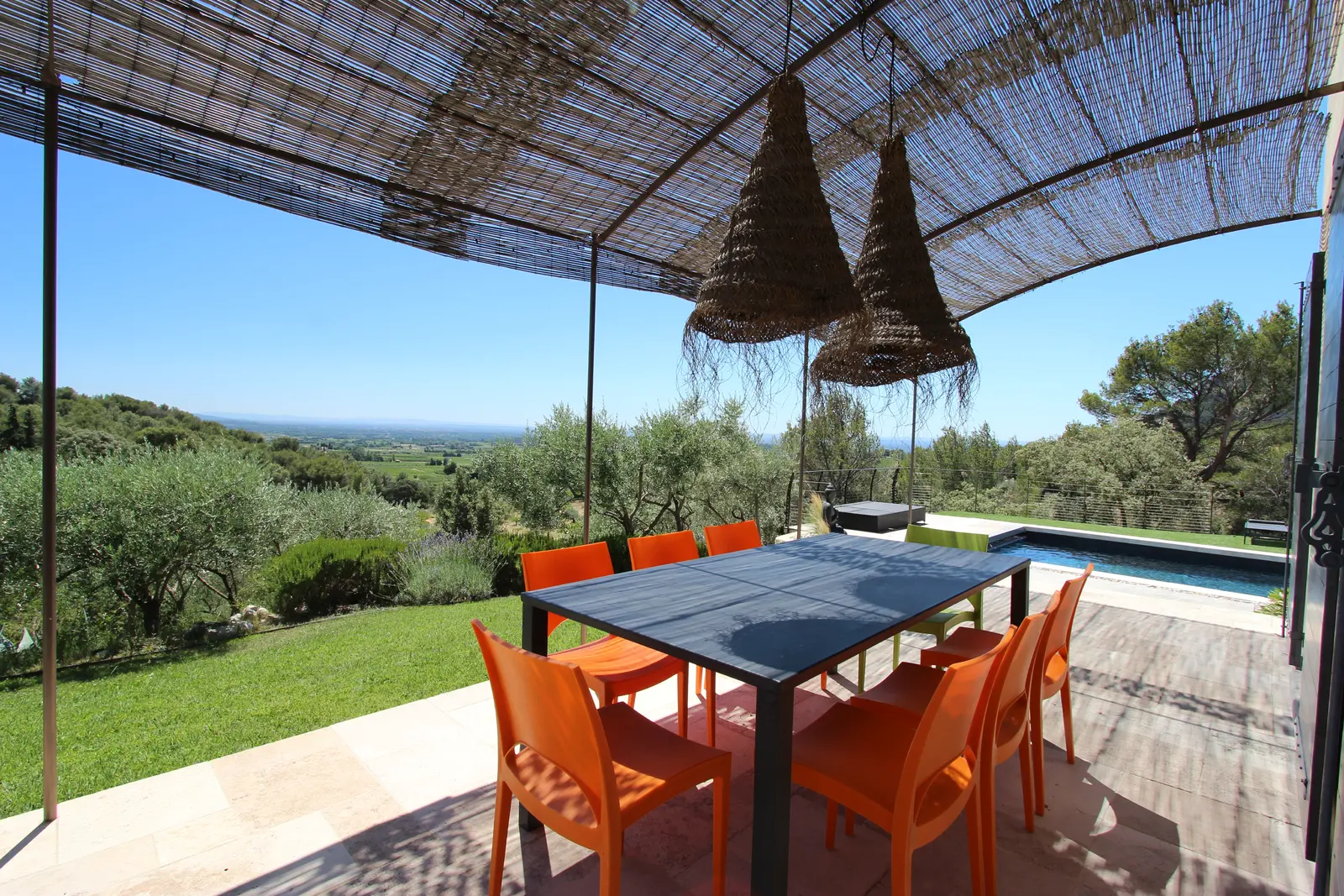 Shaded terrace with dining area