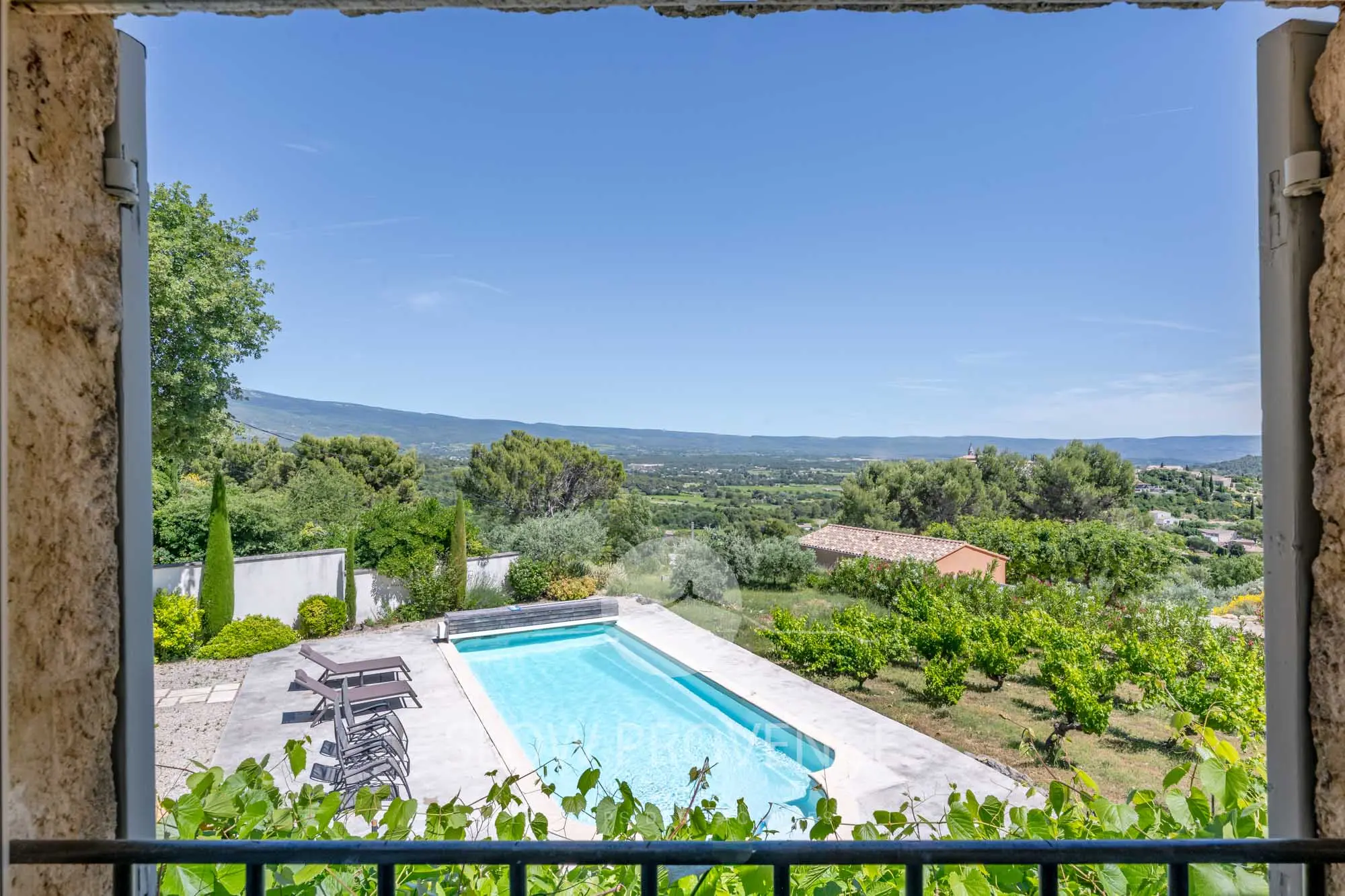 Wunderschöner Blick auf Pool und Weinberge