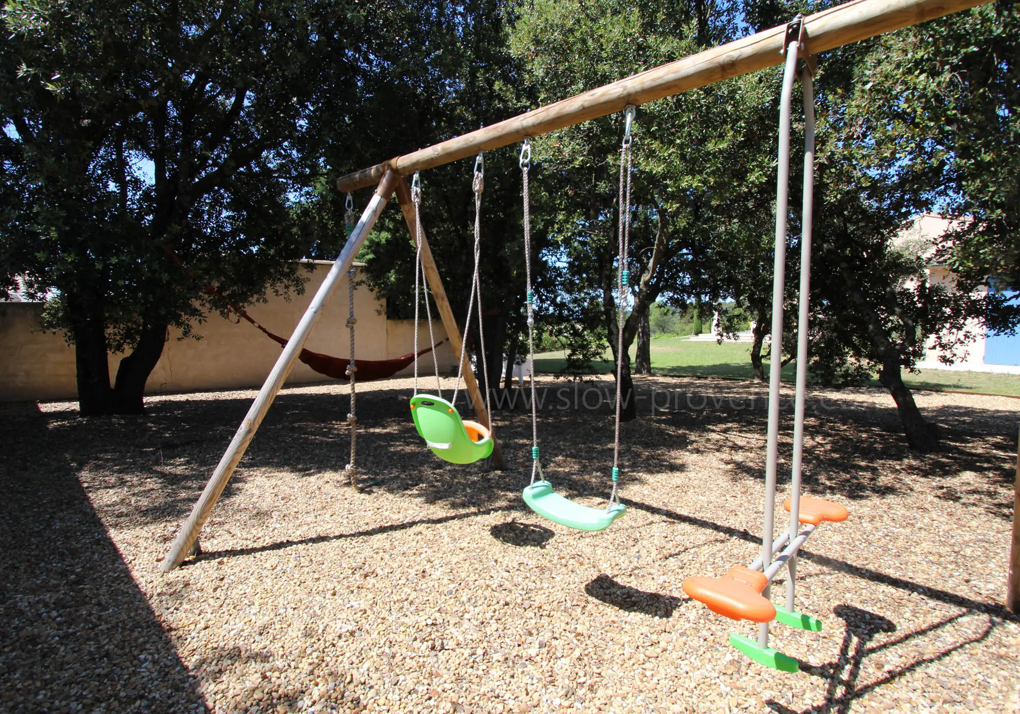 Swing area and playhouse