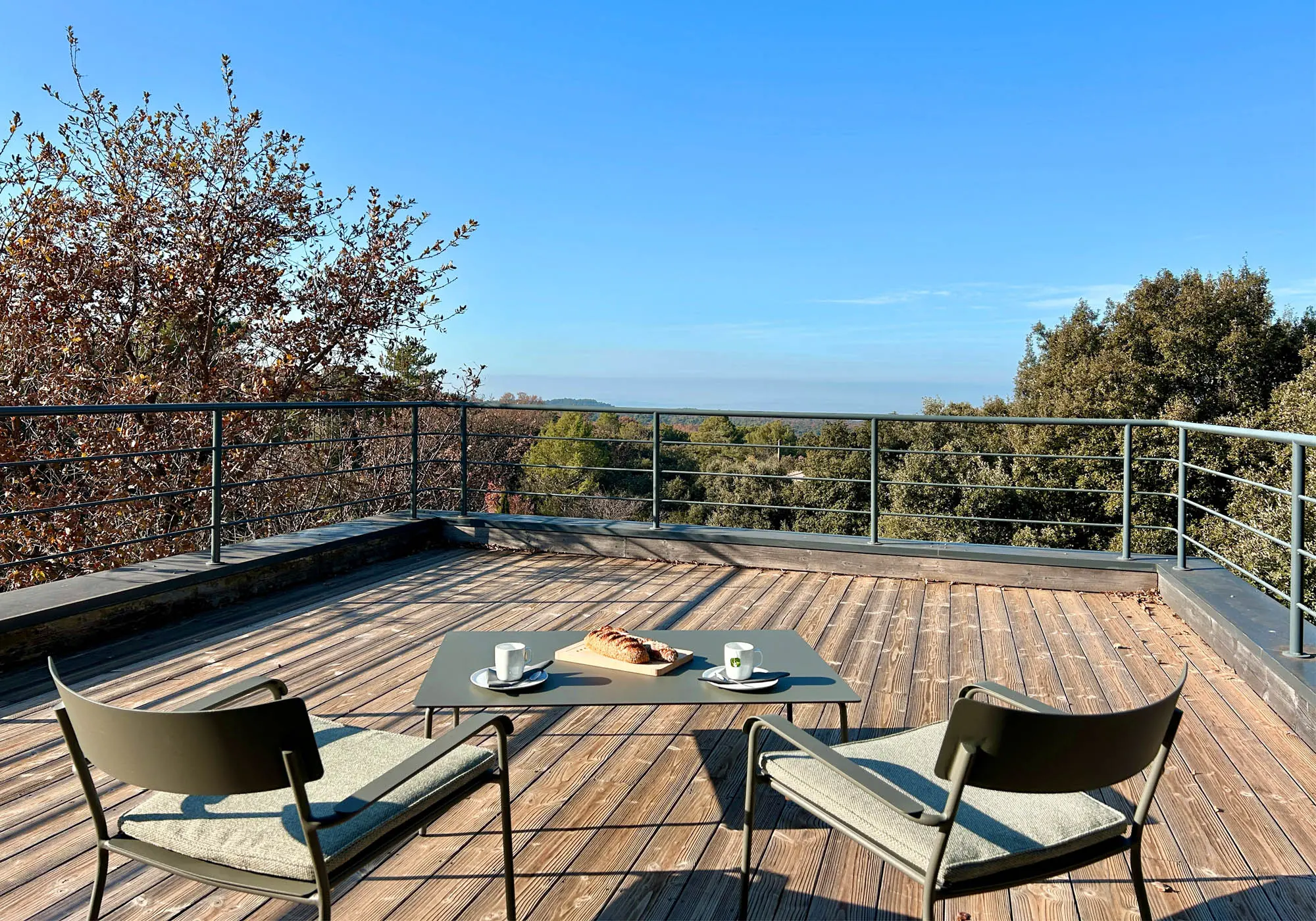 Terrace with a view and sunny