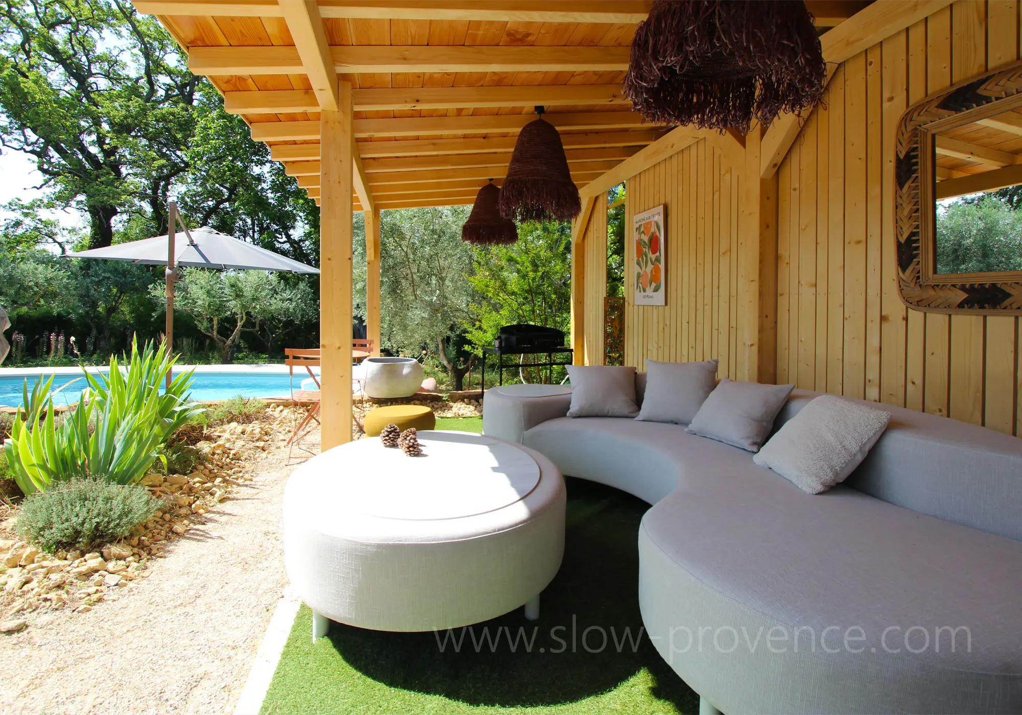 Large comfortable sofa in the shade