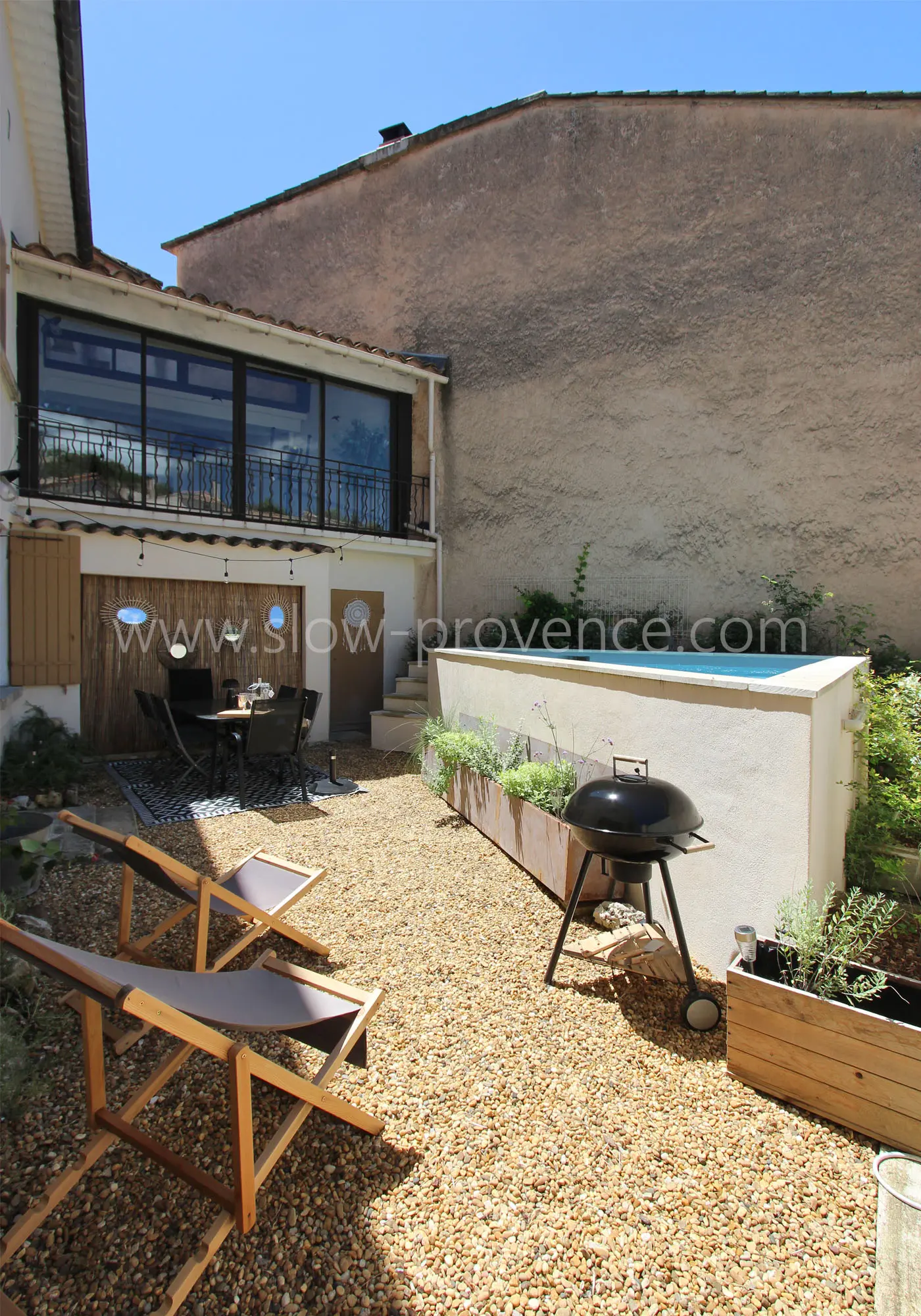 A private, fully enclosed courtyard