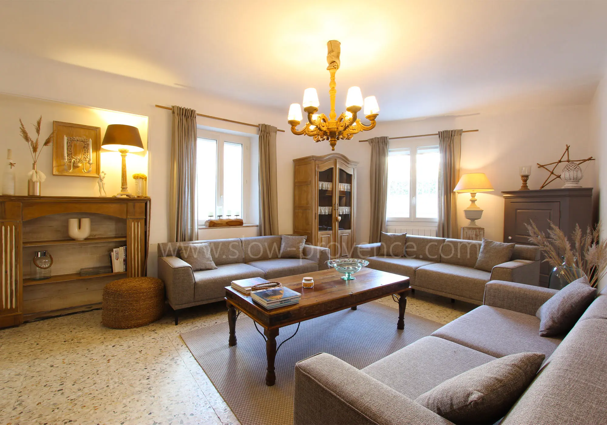 Light floods into this beautiful, tastefully decorated room.