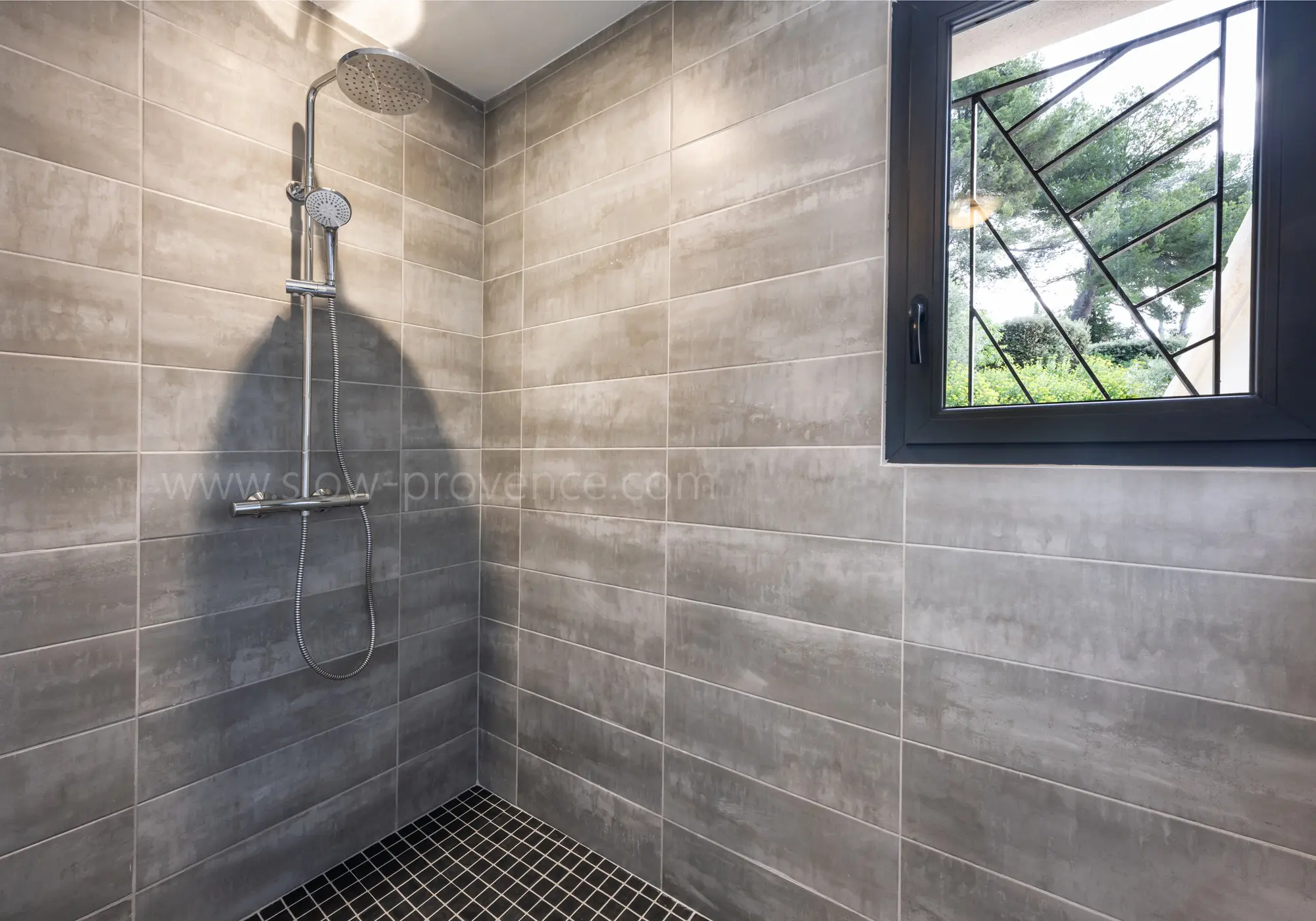 With large walk-in shower
