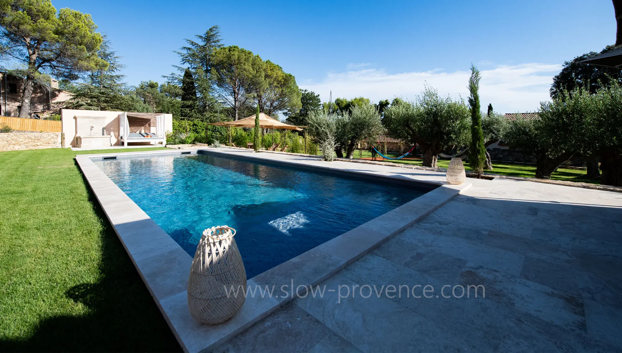 A large private heated swimming pool