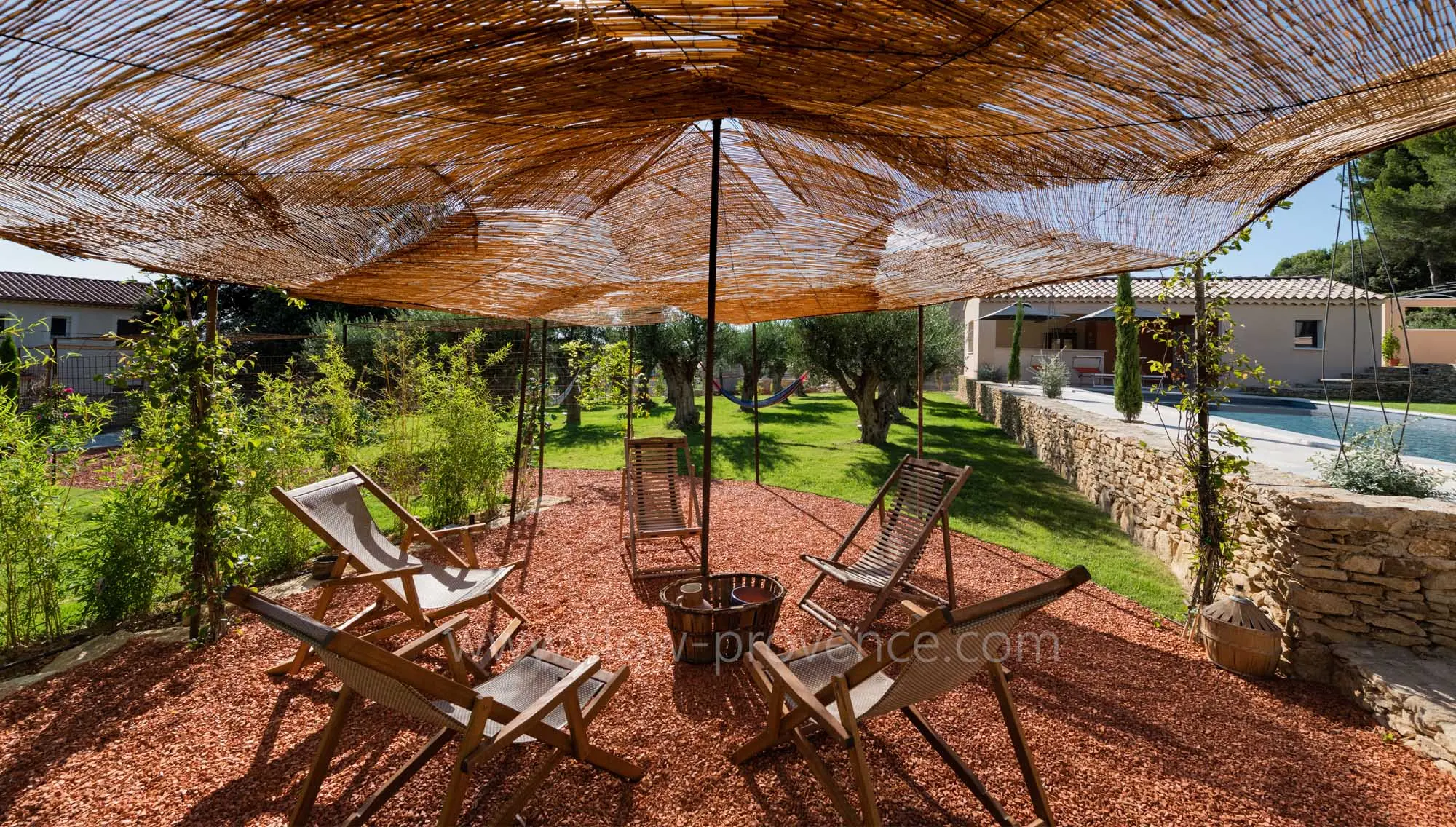 Nap area in the shade of the pergola