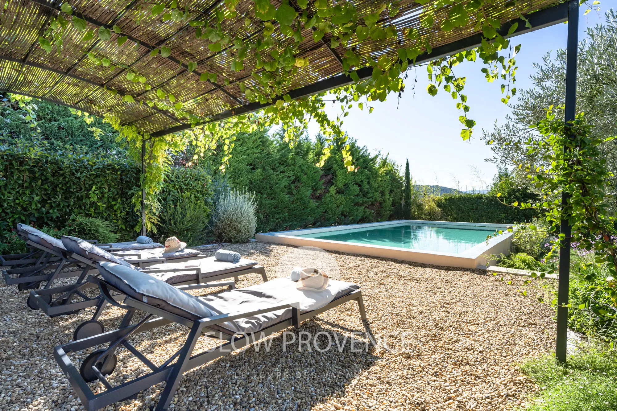 Its peaceful swimming pool