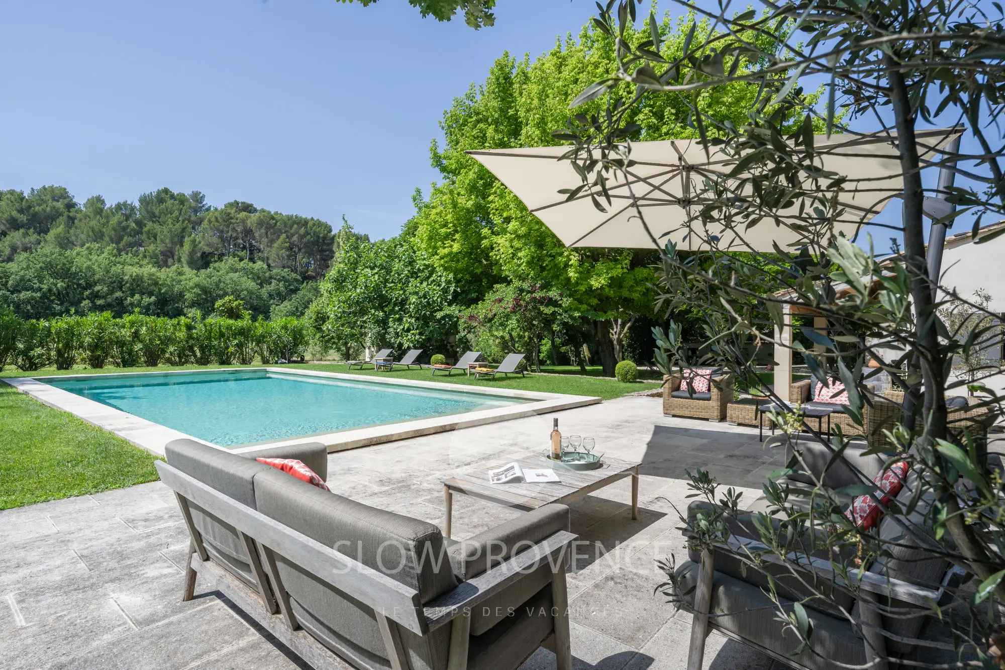 Private pool area with quality furniture