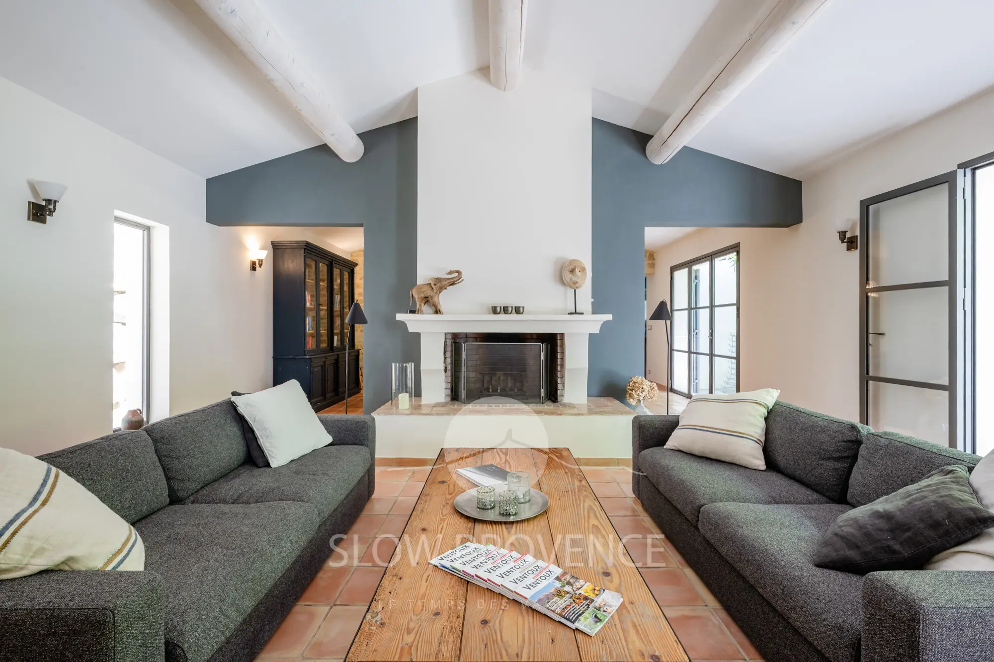 Comfortable living room with fireplace