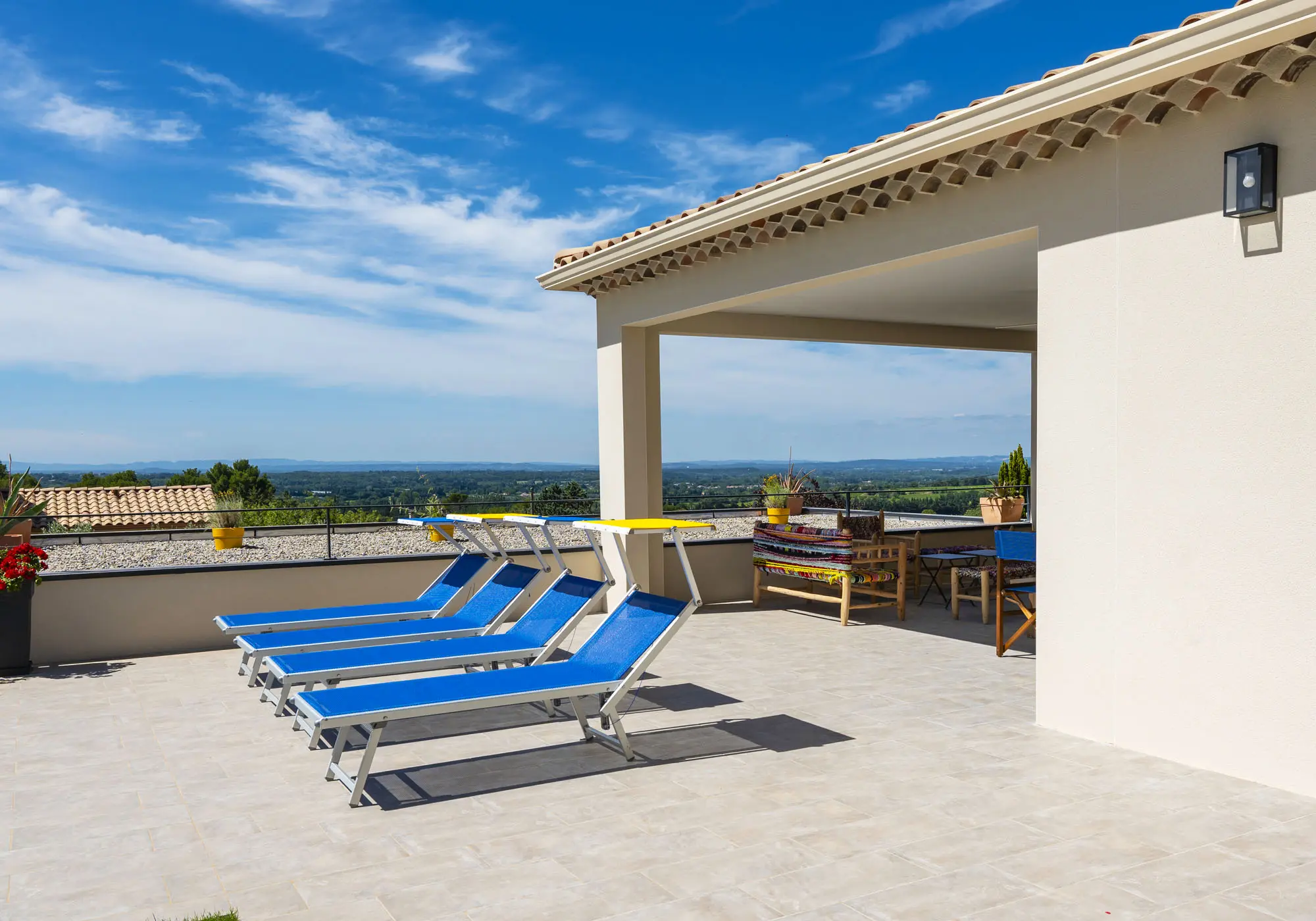 Sunny terrace and beautiful view