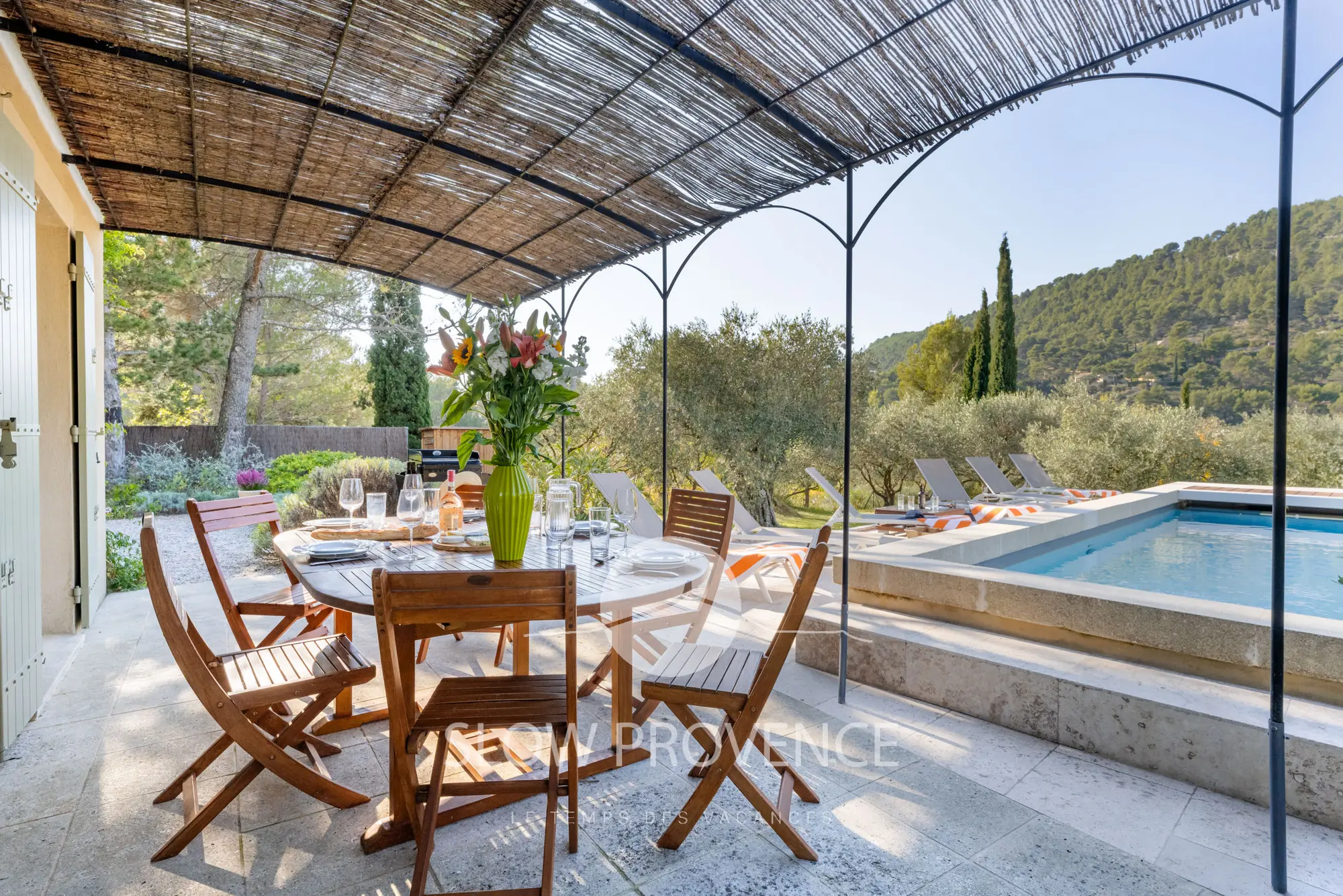 Shaded terrace in front of the house