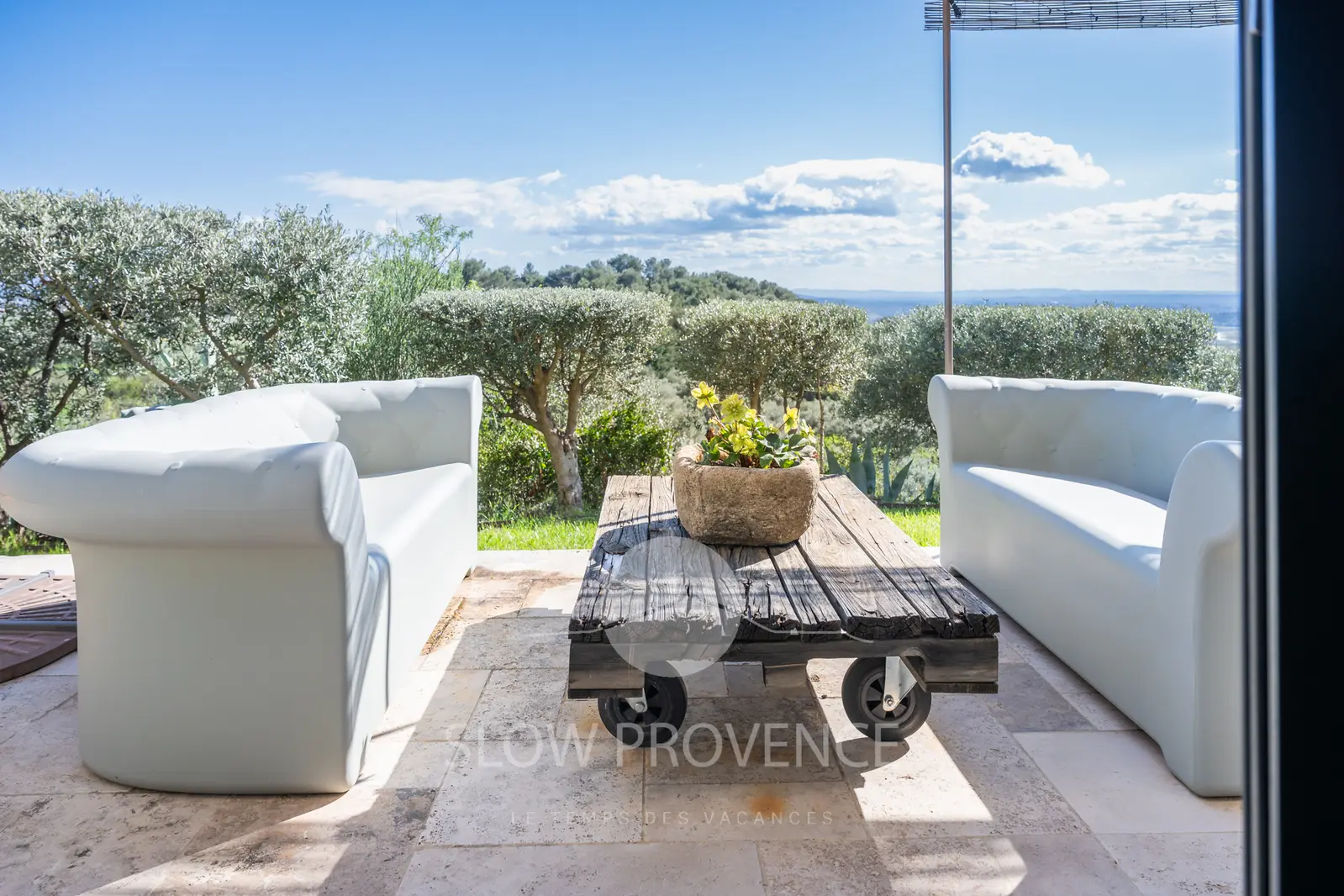 Garden furniture with parasol