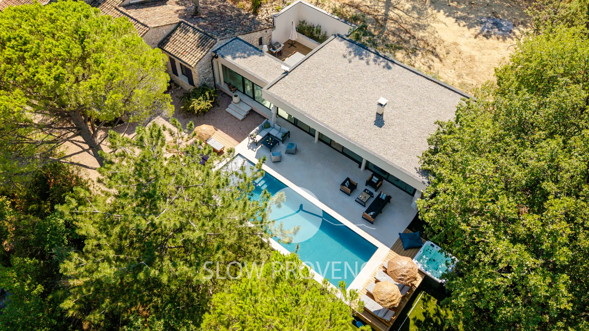Aerial view of the villa