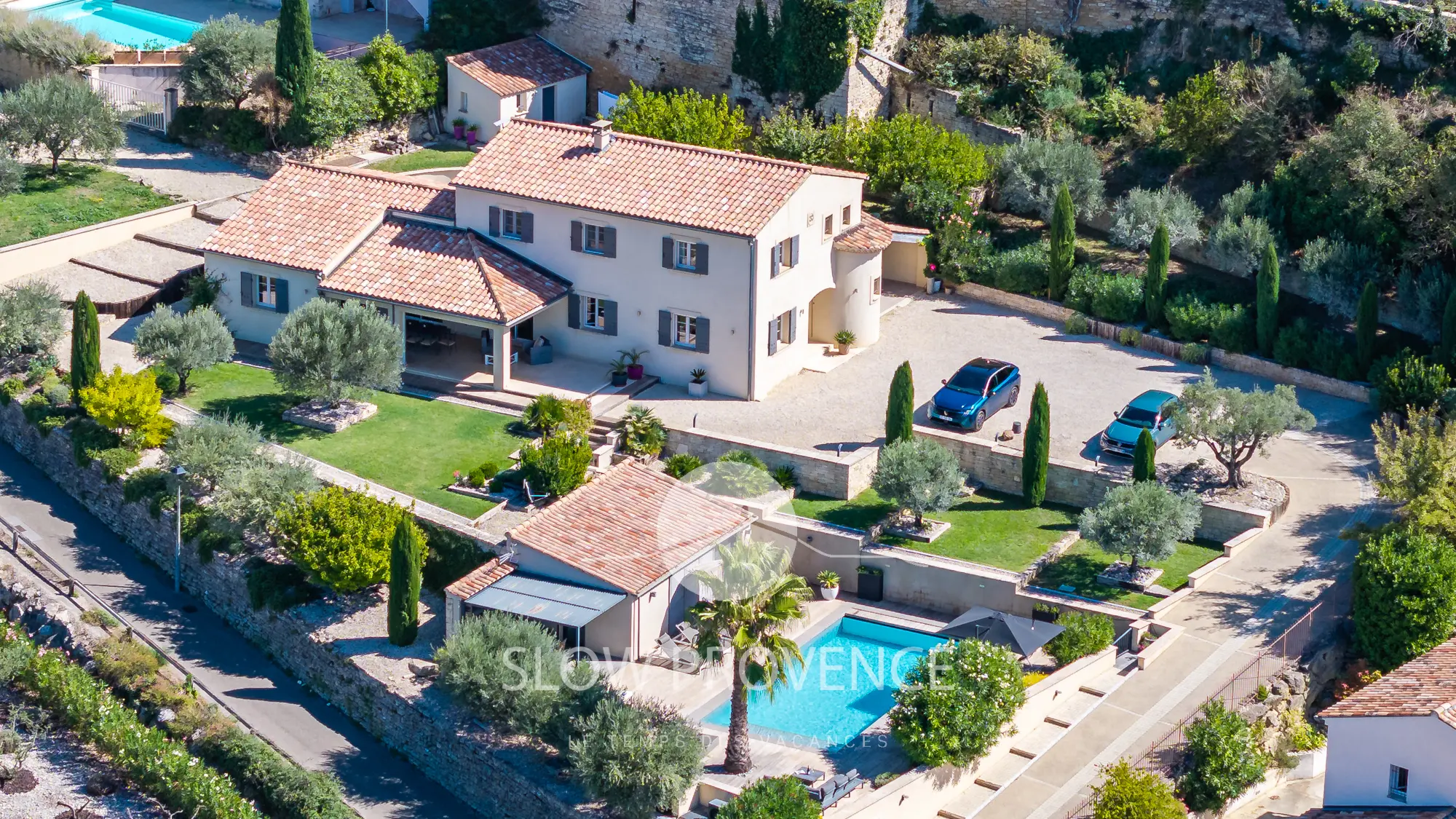 Aerial view of the villa