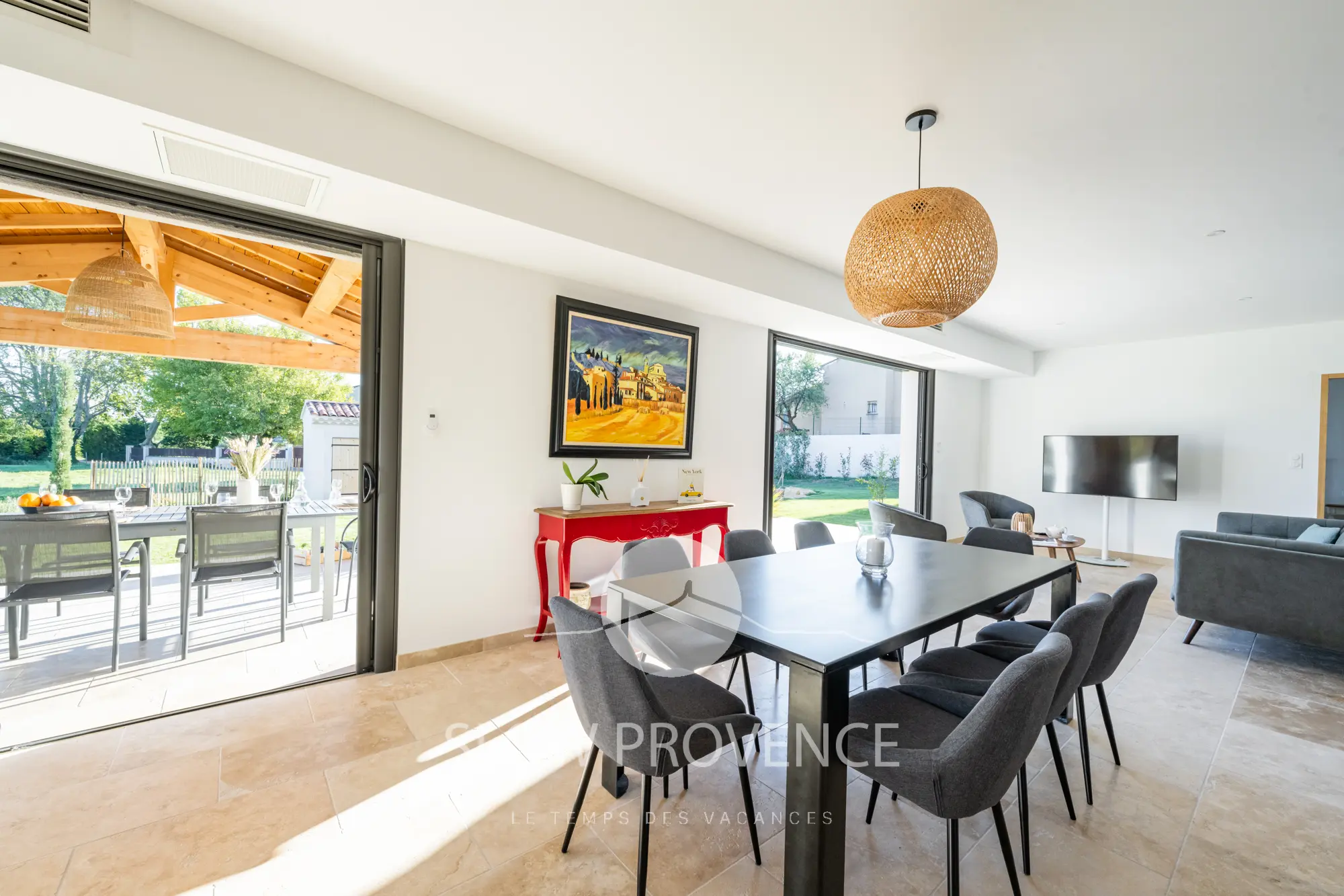 Modern interiors open onto the terrace